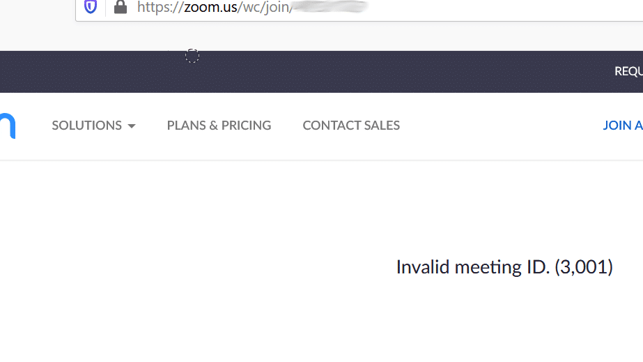 zoom invalid meeting id 3001