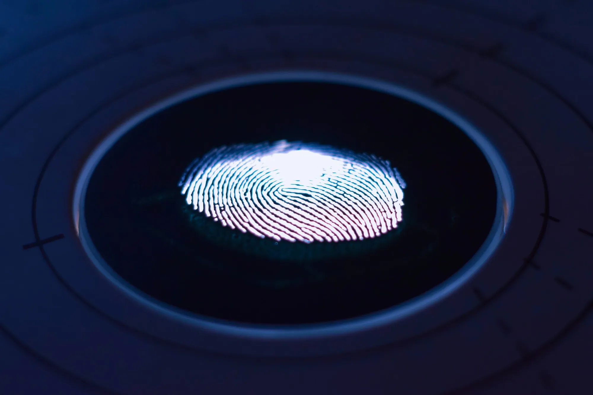 Fingerprint on a glowing scanner