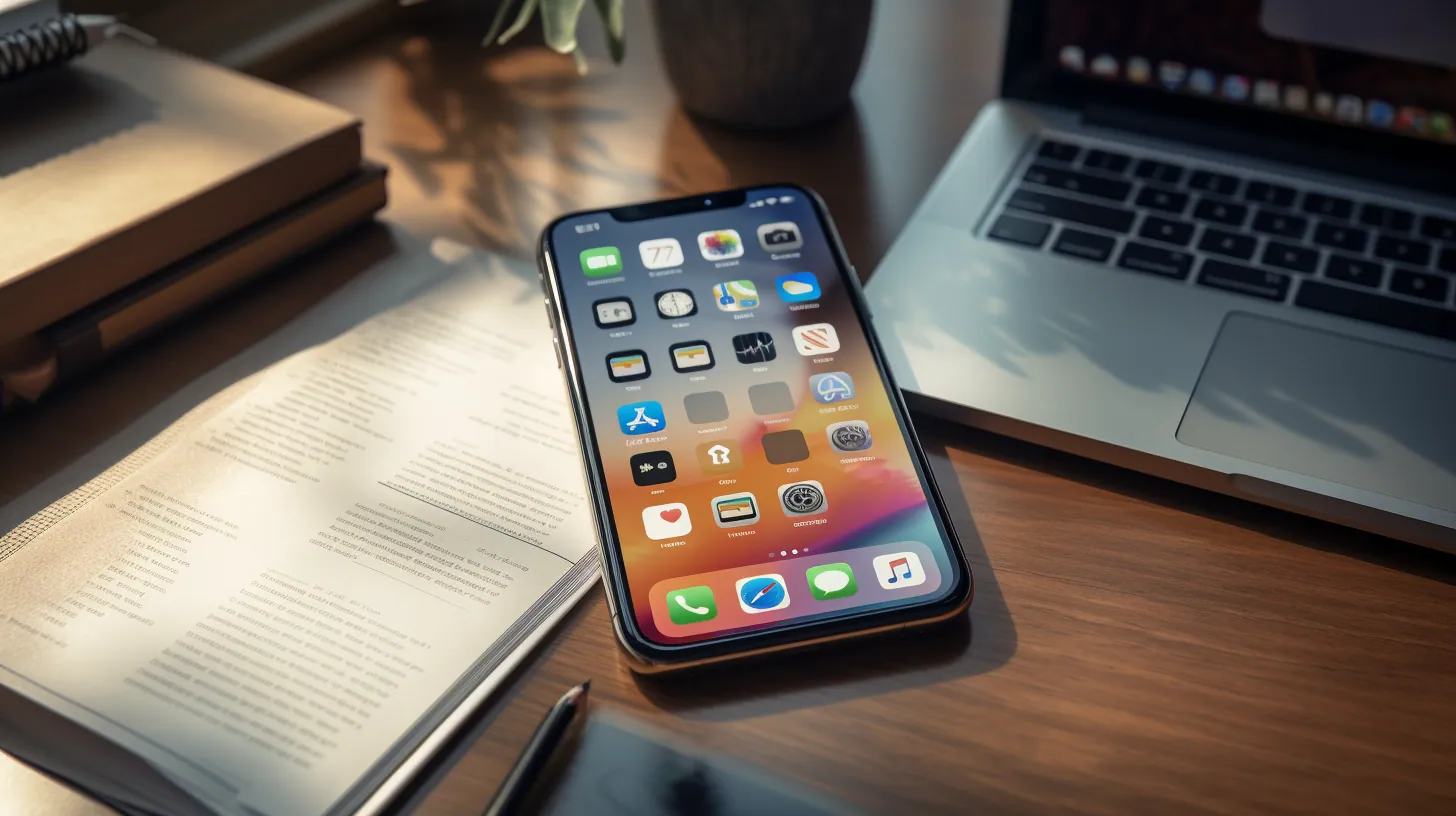 Smartphone home screen on a desk