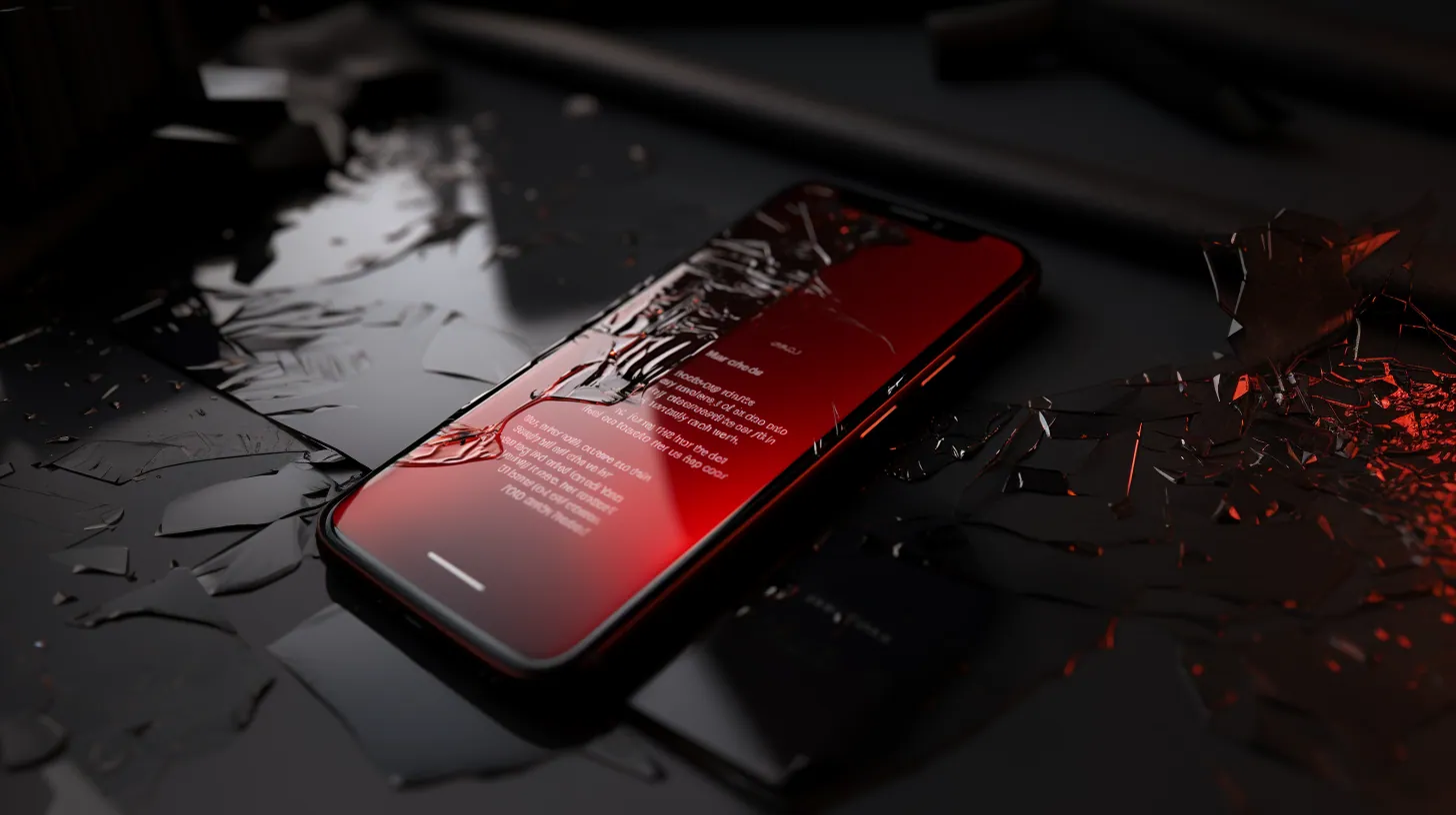 Smartphone with a red-lit screen on a dark desk