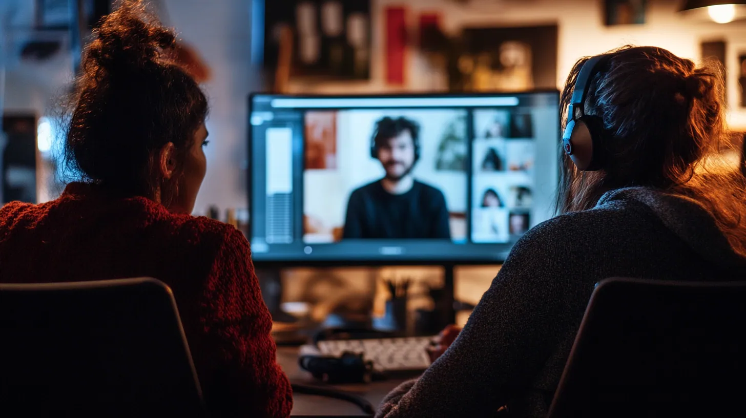 Two colleagues on a video call